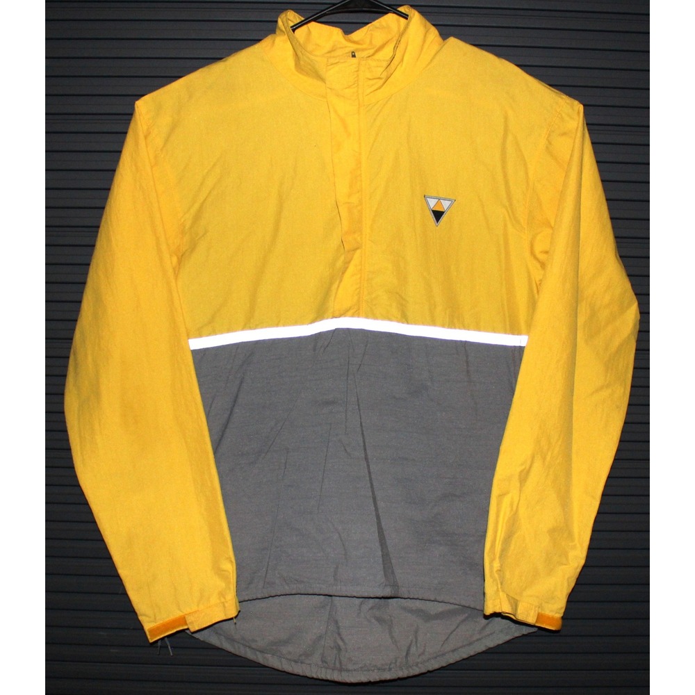 Cadence Rhode Gear Cycling Jacket Mens XL Yellow Gray Windbreaker Reflective USA